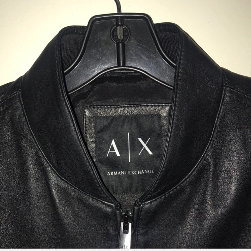 Leather jacket by Armani Exchange.